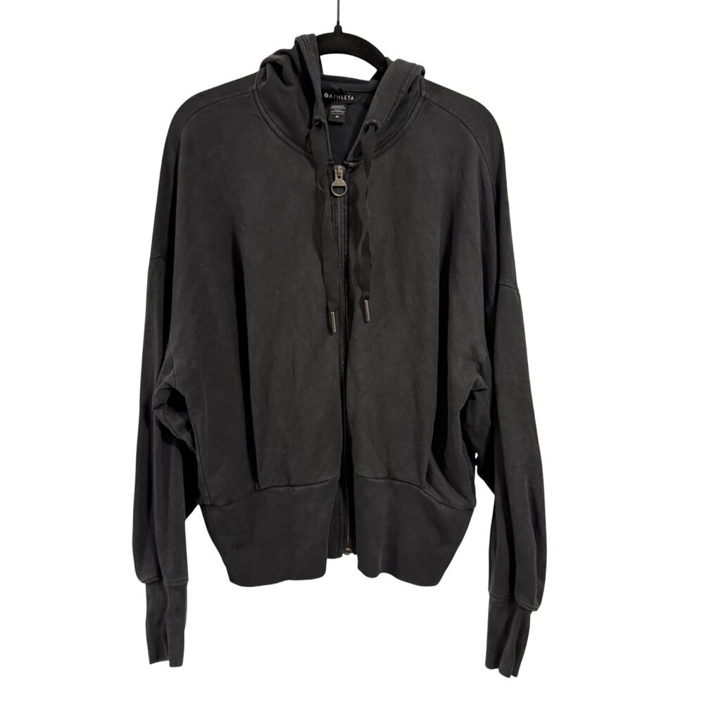 Athleta Balance Sweatshirt Zip-Up Black Hoodie Size‎ M